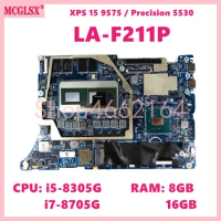 LA-F211P With i5 i7-8th Gen CPU 8GB/16GB RAM Mainboard For Dell XPS 15 9575 / Precision 5530 Laptop Motherboard Tested OK
