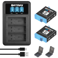 Batmax Battery 1780 mAh for GoPro Hero 9 Hero 10 11 12 Cameras + 3-Slots LED USB Charger Black with Battery Storage
