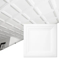 12-Pack Square Drop Ceiling Tile 2ft X 2ft in White, PVC Ceiling Panel 24 X 24in. - Compatible