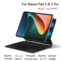 Funda For XiaoMi Pad 5 Pro 11" 2021 Mi Pad 5 MiPad 5 5Pro Stand Case Touch Pad Magic Keyboard Arabic Spanish Hebrew Portuguese