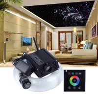 LED fibre optique light 16W RGBW 2.4G wireless wall switch touch controller Star Ceiling Kit 300 strands 3m 0.75mm+1.0mm+1.5mm