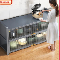 Hand rack kitchen multifunctional microwave oven storage rack dishes seasoning multilayer sideboard lockers.