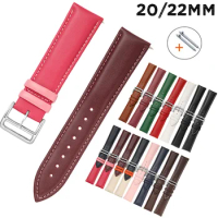 20mm 22mm Genuine Leather Band for Samsung Galaxy Watch 4 5 6 40mm 44mm 4 6 Classic Gear S3 Bracelet for Amazfit Bip Strap