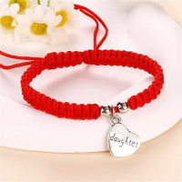 Hand-Woven Bracelets Adjustable Trending Bangle Fashion Red Rope Series Family Love Mom/Son/Daughter/Brother/Sister/Dad Pendants