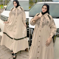 Uni Ara - Dress ( GLAMOR CREAM ) Dress Premium || Gamis Wanita Kekinian