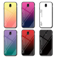 For Samsung Galaxy J3 J5 J7 Pro 2017 Case Gradient Aurora Tempered Glass Colored Back Cover Case for Samsung J3pro J5Pro J7Pro