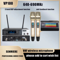 2-channel Professional UHF Wireless Microphone 640~690MHz DSP Handheld Microphone Karaoke MIC For Home KTV Stage Performance