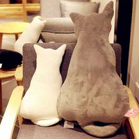 貓咪背影抱枕沙發靠墊房間辦公室午睡枕絨布娃娃治癒紓壓三件組-多尺寸白/灰/黑【AAA2234】