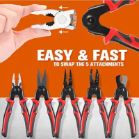 5 In 1 Versatile Tool Kit Plier Tool Set with Linesman Plier Wire Stripper Crimping Tools Sheet Metal Shear and Diagonal Plier
