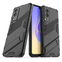 PUNK Phone Case For Vivo V21E 5G Case For Vivo V21E 5G Cover Armor PC Shockproof TPU Stand Protective Bumper For Vivo V21E 5G