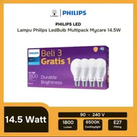 (PROMO) Philips Lampu LED Bohlam Pack Isi 4 Mycare 14.5W E27 Body kecil 240V Putih 6500K