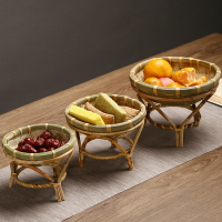 竹制品手工竹編果籃干果盤創意家用茶幾零食收納籃面包筐竹簍竹籃