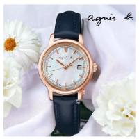 【agnes b.】法式簡約 太陽能錶 女錶 指針錶 手錶(V137-KPS0Z.BU9041X1)