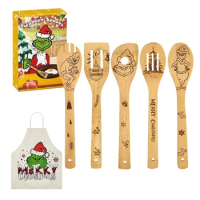 Cooking Spoons Set Carving Kitchen Wood Cooking Utensil Kitchen Spatula Essential Tools for Professional Cooking Person