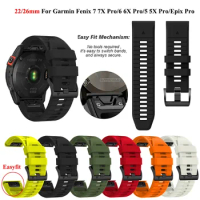 Quickfit 22mm 26mm Watchband For Garmin Fenix 7 7X Pro Strap Wristband Fenix 6 6X Pro 5 5X Plus Epix Pro Gen 2 Silicone Bracelet
