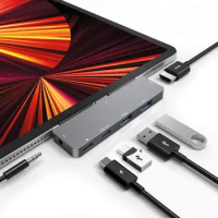 USB C HUB for iPad Pro 11/12.9 inch,Adapter for iPad Air 5,6 in 1 iPad Pro Hub Docking Station with 4K HDMI,3.5mm Headphone Jack