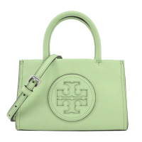 【TORY BURCH】ELLA BIO縫線皮革兩用托特包(迷你/薄荷綠)