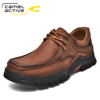 Camel Active New Men's Casual Shoes Genuine Leather Spring/Autumn Outdoors Rubber Sole Lace-up Breathable Men Sneakers