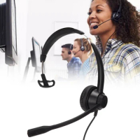 RJ9 Telephone Headset With Microphone HD Noise Reduction Business Headphone Speaker Volume Adjustment