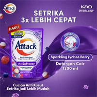 Attack Plus Softener Deterjen Cair Liquid Sparkling Lychee Berry Pouch 1200 ml