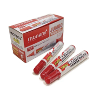 [12 แท่ง/กล่อง] ปากกาไวท์บอร์ดจัมโบ้ โมนามิ สีแดง monami ชนิดหัวกลม