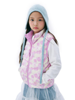 Kids Down Vest Flower Reversible Pink