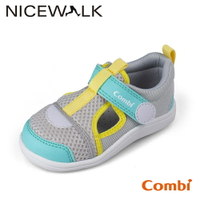 Combi日本康貝機能休閒童鞋-NICEWALK醫學級成長機能鞋A2101GL灰(寶寶段.中小童段)