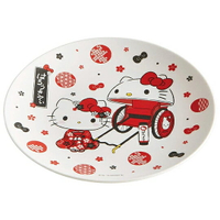 小禮堂 Hello Kitty 美耐皿盤 圓盤 淺盤 點心盤 塑膠盤 (紅白 人力車)