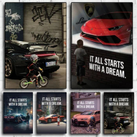 Supercar Motivation poster Children in the car fare text poster canvas printing wall art decoration painting For Home Room decor