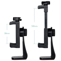 Universal Mobile Phone Clip 360 Degree Rotating for iphone Samsung Xiaomi Black 1/4 Screw Cellphone Holder Desk Tripod Adapter