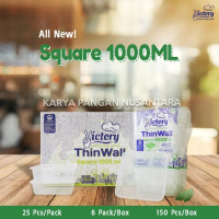 Thinwall Victory Square 1000 Ml Kotak Makan Plastik Thin Wall Pack 25 Terlaris