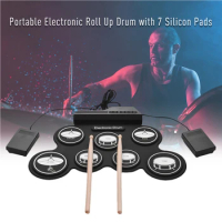 Electronic Drum Set Built-in Metronome Roll-Up Drum Practice Pad Drum USB Roll Up Drum Set Great Holiday/Birthday Gift for Kids