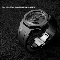 For Casio GA2100 GA2110 Gen3 Rubber Watch Strap bezel 3rd Modified Band Metal Stainless Steel Third generation Frame Accessory