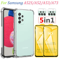 Case For samsung a52 Soft Transparent Phone Case + Glass a52s case 360 Bumper Sansung a51 5G Anti-Shock Protective Cover For samsung galaxy a52 s 5G Silicone Shockproof Case Sansung Galaxy A53 5G A73 A33