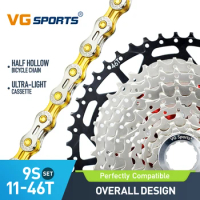 VG Sports MTB 9-speed 46T chain cassette set combination, Multi-color optional free collocation, 126L bicycle parts link