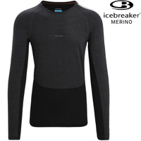 Icebreaker ZoneKnit Cool-Lite 男款 網眼透氣圓領長袖上衣-BF150 0A56H3 585 深灰/黑