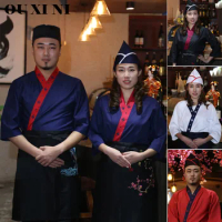 Japan Chef Uniform Men's Kitchen Jacket Hotel Tooling Korea Cuisine Restaurant Cooking Apron Sushi Hat Tavern Waiter Overalls