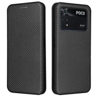 POCO X4 PRO 5G C40 Flip Leather Case Luxury Carbon Fiber Holder Cover For Xiaomi Poco M4 Pro 5G X3 Pro M3 F3 F4 GT NFC C40 Bags