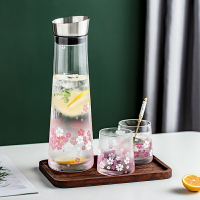 涼水壺透明玻璃水壺北歐檸檬果汁壺簡約冷水壺水杯家用水具套裝