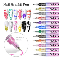 Nail Art Drawing Graffiti Pen Waterproof Painting Liner Brush DIY 3D Abstract Lines Fine Details Flower Leaf Nail Manicure Tools