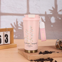 316 แก้วสแตนเลส กระบอกน้ำเก็บความร้อน แก้วเยติ เก็บความเย็นได้นาน ผู้หญิง แก้วกาแฟ 24ชม 500ML ดอกซาก