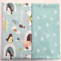 Cute 50x40cm South Pole Bear Penguin Printed Cotton Fabric Bundle For DIY sewing Doll Cloth Home Decoration