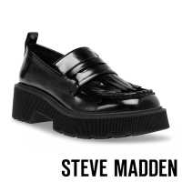 【STEVE MADDEN】MARLEIGH 皮革流蘇厚底樂福鞋(黑色)