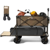 Camping Trailer 400L Large Capacity Folding Double Decker Wagon Heavy Duty Cart Shopping Trolley for Tools Trolley With Wheels