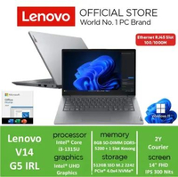 LENOVO V14 G5 IRL 7FID || Intel Core i3-1315U 8GB 512GB SSD Intel UHD Graphics Windows 11 Office Hom