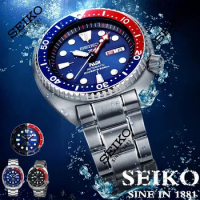 Seiko Men's PADI SRPE99 Water Ghost Automatic Mechanical Watch Diving Watch Silver Strap blue Red Bezel Wrist Watch