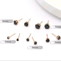 ANTING TINDIK TITANIUM GG6 (GOLD PERMATA HITAM) WANITA KEKINIAN Earrings