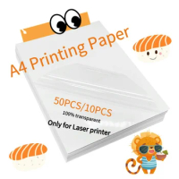 Laser printer sticker 100% Transparent laser Sticker Paper 10/50 Sheets A4 Waterproof Premium Printing paper for Laser printer