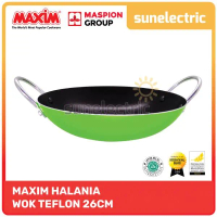 Maxim Halania Wajan Panci Penggorengan Teflon Anti Lengket Wok 26 cm - Hijau