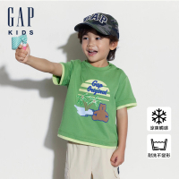【GAP】男幼童裝 Logo小熊印花圓領短袖T恤-綠色(465336)